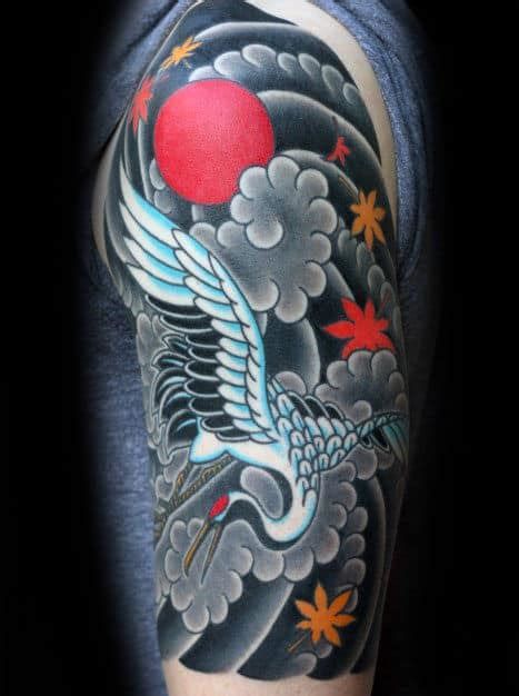 40 Japanese Crane Tattoo Designs For Men - Bird Ink Ideas