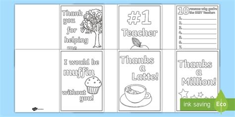 World Teachers Day Colouring Cards - Printable Templates