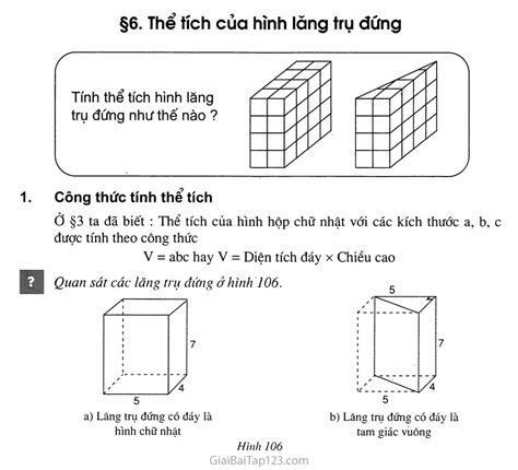 SGK Toán 8 - Bài 6. Thể tích của hình lăng trụ đứng