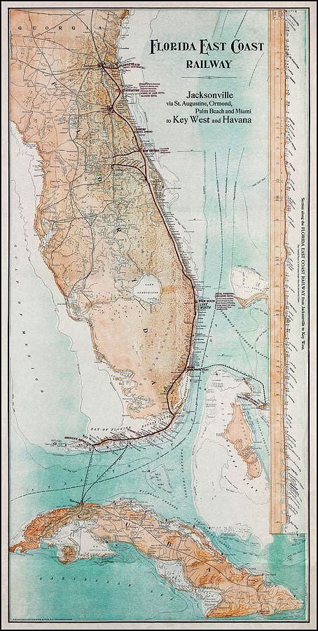 Florida East Coast Railway Vintage Map 1911 Photograph by Carol Japp - Pixels