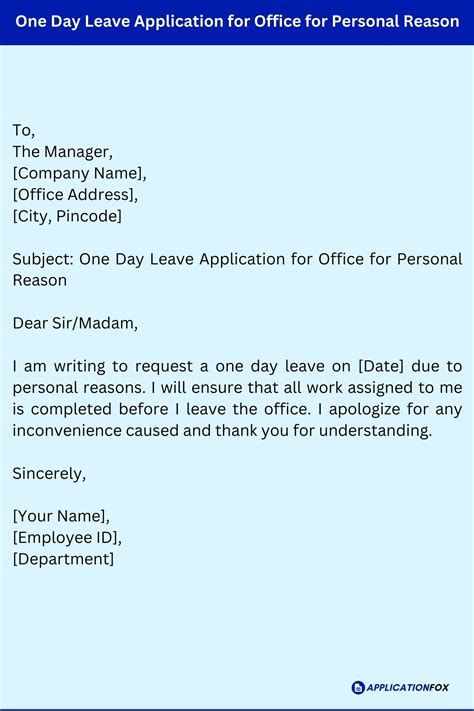 9+ Samples Leave Application for Office for Personal Reason