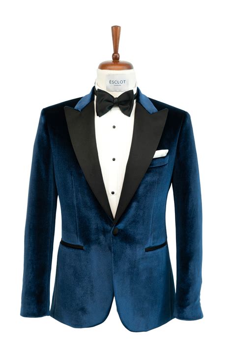 Tailored Fit Single Breasted Blue Velvet Jacket - Esclot Suit Tailors ...