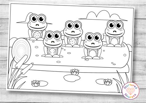 5 Little Speckled Frogs Coloring Page (Printable PDF) - Nurtured Neurons