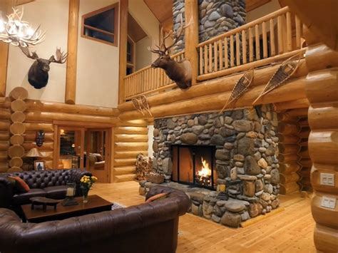 Log Cabin Living Rooms and Great Rooms - North American Log Crafters