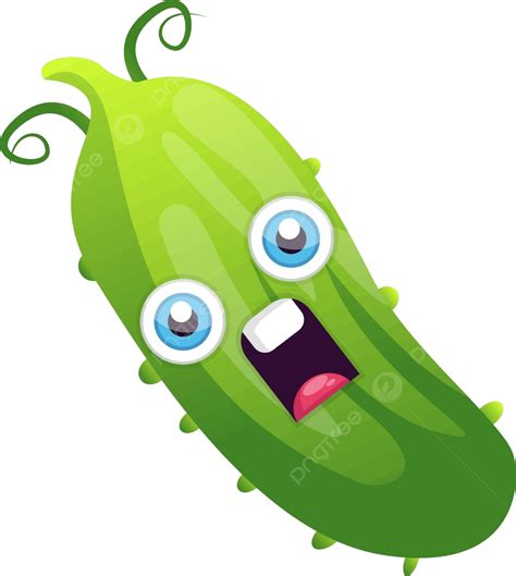 Illustration Of A Surprised Cartoon Cucumber In Vector Format Against A White Backdrop Vector ...