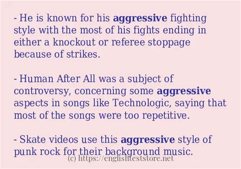 Make sentence of "aggressive" - EnglishTestStore Blog