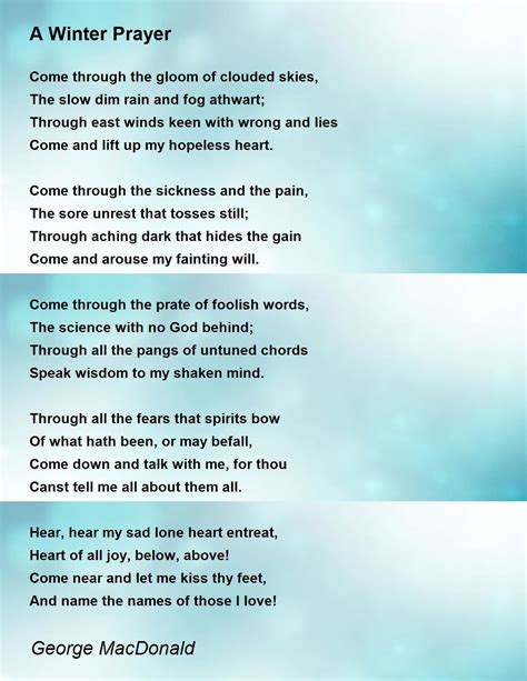 A Winter Prayer Poem by George MacDonald - Poem Hunter