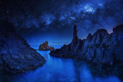 river, Ocean, Sea, Stars, Sky, Blue, Night, Mood, Reflection Wallpapers ...