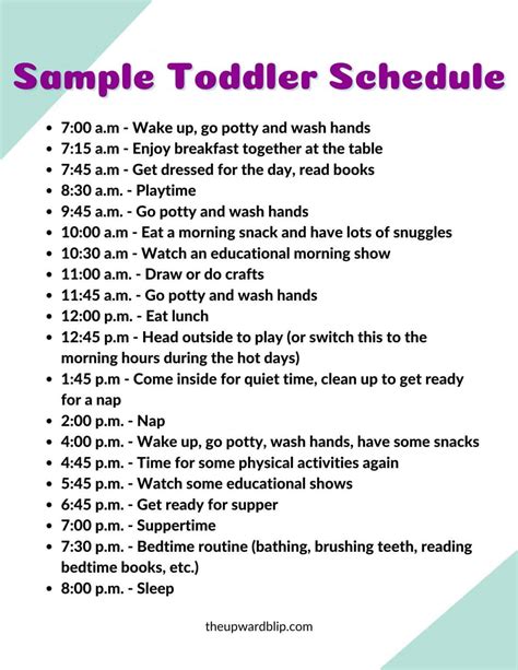 Printable Toddler Schedule for Free: Daily Routine