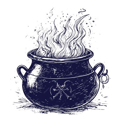 Premium Vector | Magic cauldron doodle sketch Hand drawn wiccan design ...