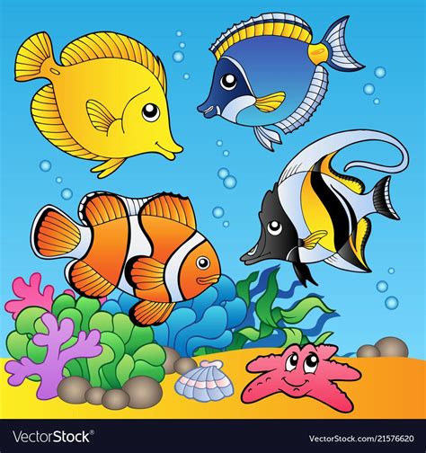 Underwater animals and fishes 2 vector image on VectorStock | Трафареты ...