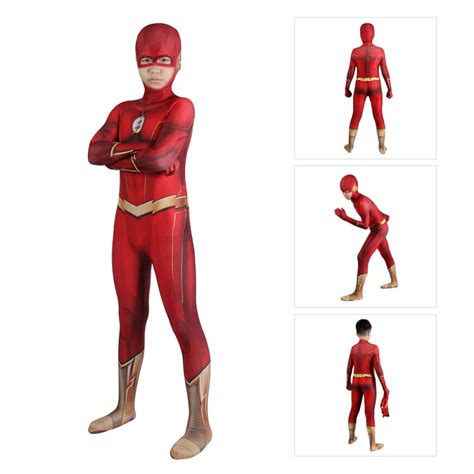 Kids The Flash season 8 Cosplay Costume Barry Allen Jumpsuit