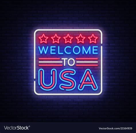 Welcome to usa neon sign to usa Royalty Free Vector Image