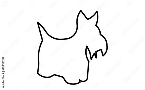 scottie dog silhouette outline on white background Stock Vector | Adobe ...