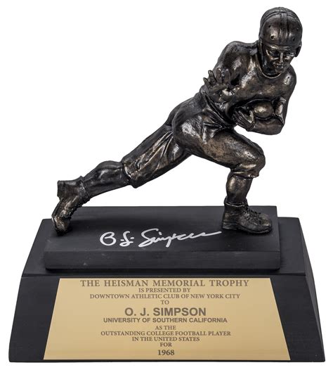 Lot Detail - O.J. Simpson Signed 1968 Heisman Memorial Replica Trophy (JSA)