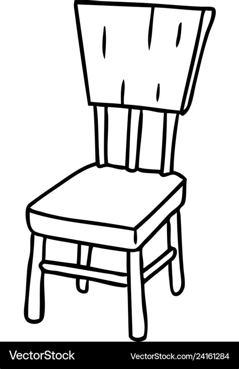 Line drawing doodle of a wooden chair Royalty Free Vector