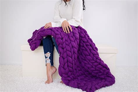 CHUNKY KNIT Blanket Super Chunky Knit Blanket Merino Wool | Etsy