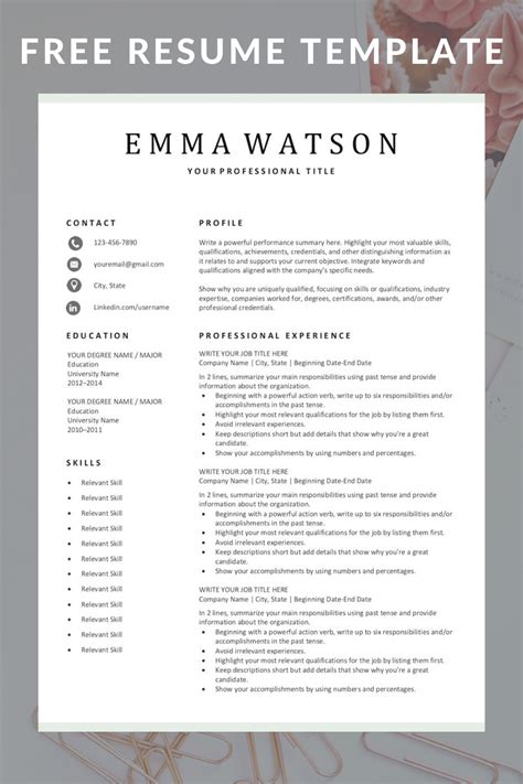 Free Resume Templates Linkedin