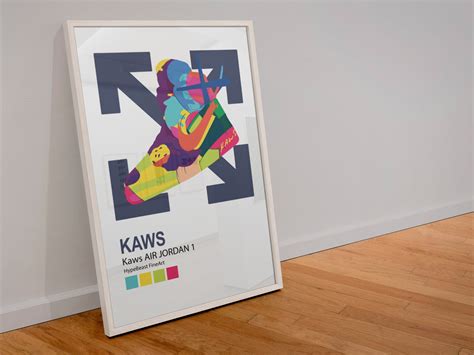 KAWS sneaker digital art poster air jordan 1 | Etsy