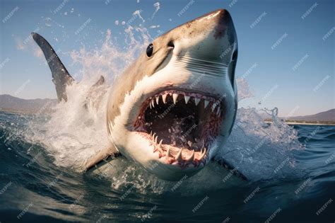 Premium AI Image | a shark jumping out of the water