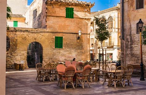 Idyllic Square in Manacor Town on Majorca Island, Spain Stock Photo ...