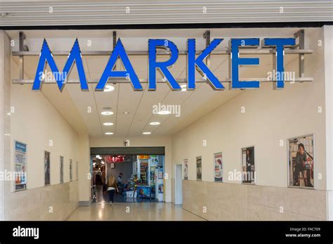 Entrance to Luton's Market in The Mall, The Mall Shopping Centre, Luton, Bedfordshire, England ...