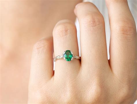 Unique emerald gemstone engagement ring, Vintage Antique boho ring | Benati