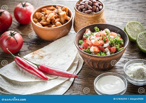 Ingredients for burrito stock photo. Image of closeup - 57836394