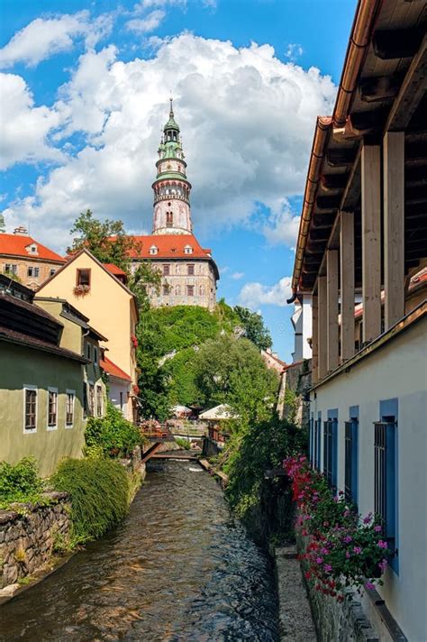 Beautiful View of Cesky Krumlov with the Vltava River on a Sunny Day. Stock Image - Image of ...