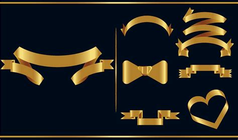 Gold glossy ribbon vector banners set. Ribbons collection. Vector Design Illustration 5106838 ...