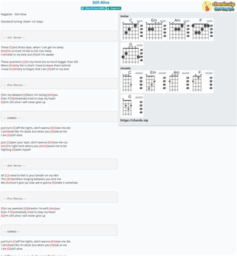 Chord: Still Alive - Negative - tab, song lyric, sheet, guitar, ukulele ...