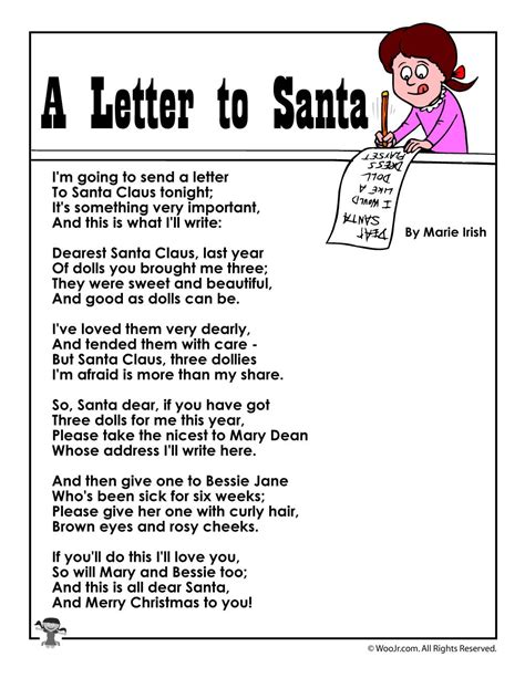 A Letter to Santa Poem for Students | Woo! Jr. Kids Activities ...