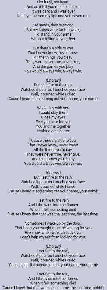 Adele Lyrics Set Fire To The Rain