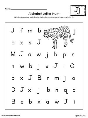 Alphabet Letter Hunt: Letter J Worksheet | MyTeachingStation.com