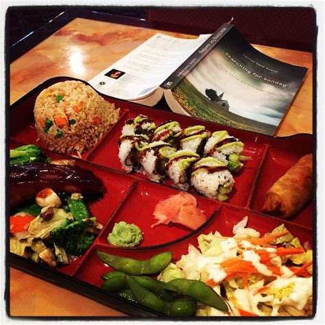 Japanese bento box at the Asian Chef and a good book. Slip… | Flickr