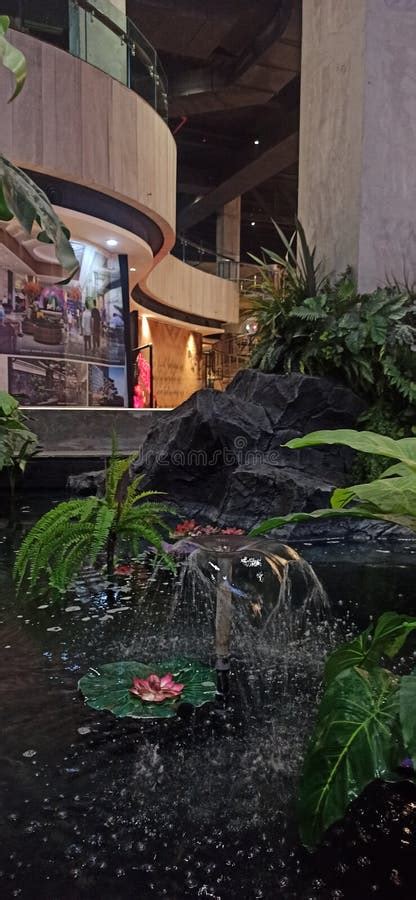 Indoor Garden, Water Feature at Food Court Pakuwon Mall Surabaya Stock Image - Image of food ...