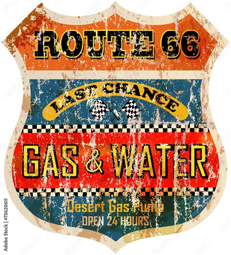 route 66 gas station sign, retro style, vector illustrati Stock Vector ...