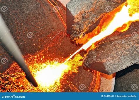 Pouring molten steel stock image. Image of foundry, transportation - 16485617