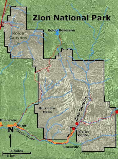 ZION NATIONAL PARK USA MAP - ToursMaps.com