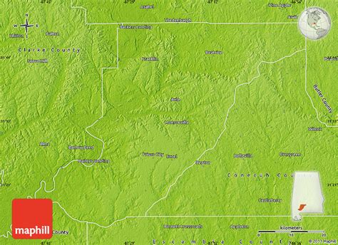 Physical Map of Monroe County