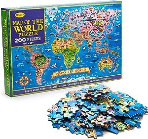 Amazon.com: MOTYAWN 200 Pieces World Map Puzzle for Kids & Adults, World Map Jigsaw Puzzle Floor ...