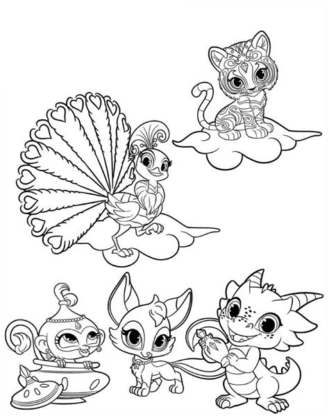 All Lovely Pets In Shimmer And Shine Coloring Page - Free Printable ...