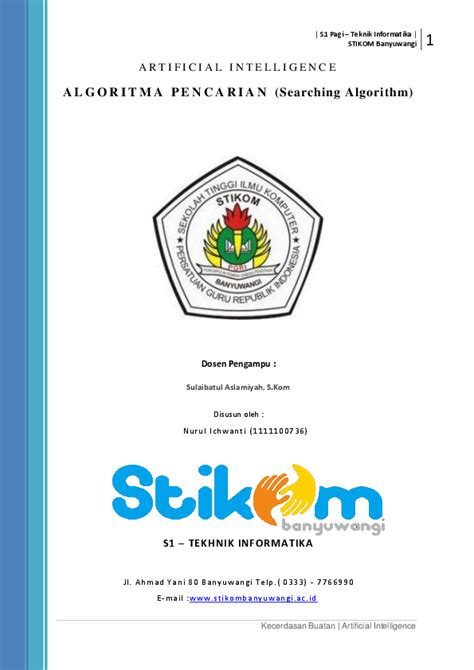 (DOC) ARTIFICIAL INTELLIGENCE ALGORITMA PENCARIAN (Searching Algorithm) | Nenk IecHa - Academia.edu