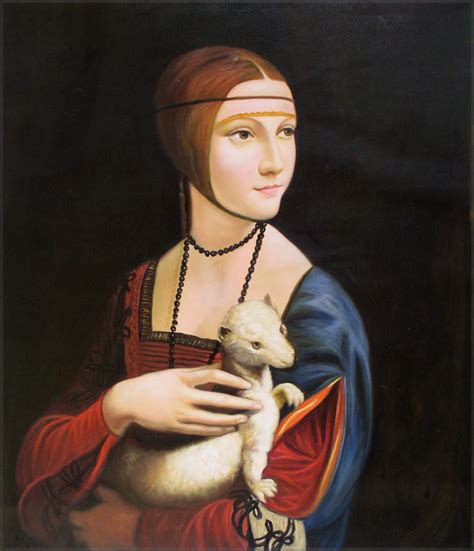 Framed Quality Oil Painting, Da Vinci Lady with an Ermine Repro ...