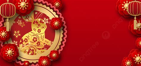 Chinese New Year Spring Festival 2023 Year Of The Rabbit Zodiac Background Red, Chinese New Year ...