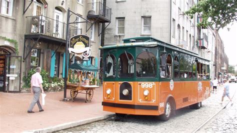 Pitstop for the old town trolley in Savannah