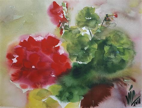 Watercolor Geraniums at PaintingValley.com | Explore collection of ...