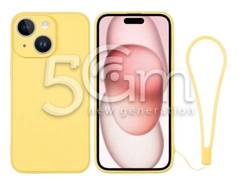 Silicone Case Yellow + Wrist Strap iPhone 15 Plus