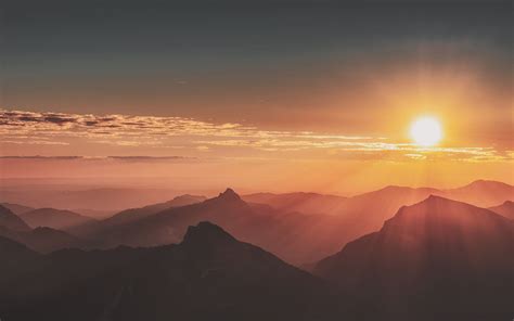 sunrise mountains landscape evening 5k Mac Wallpaper Download ...