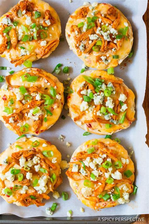 Buffalo Chicken Pimento Cheese Pizza Bagels (A Spicy Perspective) | Pizza bagels, Recipes ...